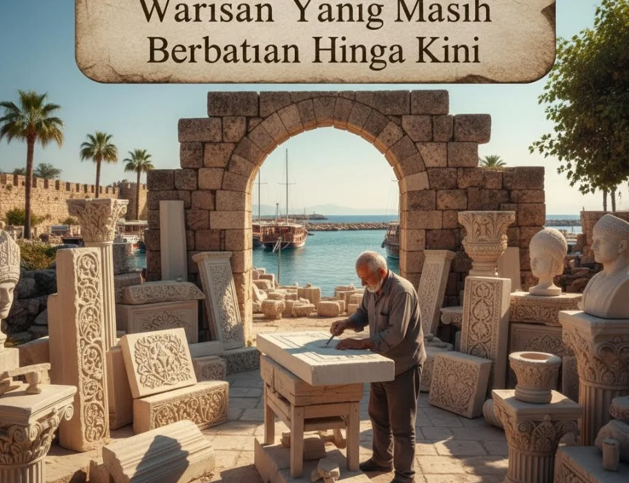Patung dan ukiran batu tradisional di Antalya, Turki”