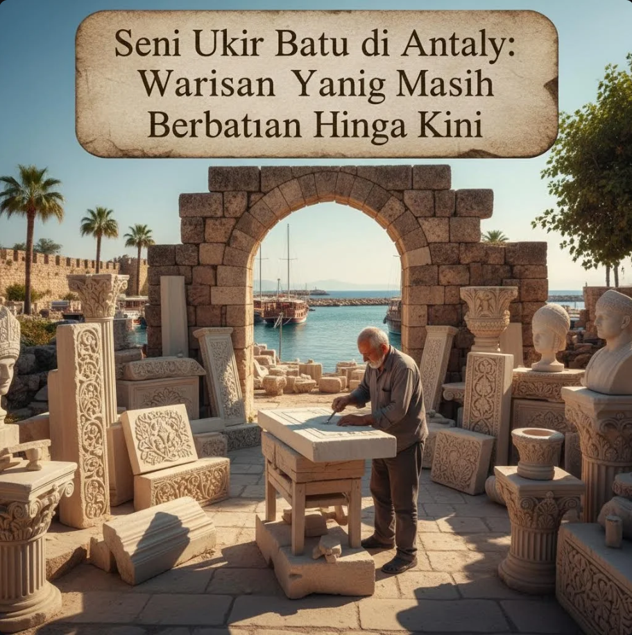 Patung dan ukiran batu tradisional di Antalya, Turki”