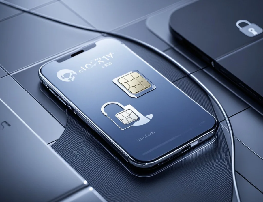 Traveler memegang smartphone dengan peta Antalya dan ikon SIM card, berlatar pantai dan kota