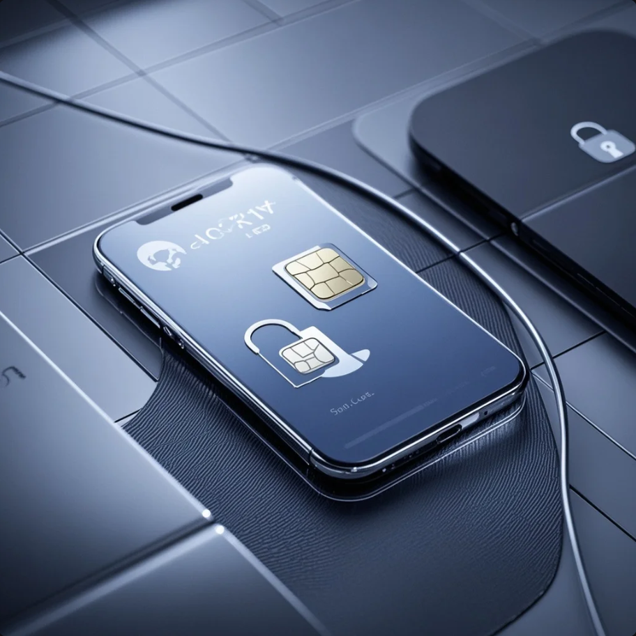 Traveler memegang smartphone dengan peta Antalya dan ikon SIM card, berlatar pantai dan kota